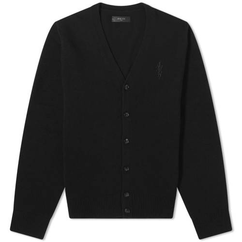 アミリ ロゴ カーディガン 黒色 ブラック メンズ 【 AMIRI STACK LOGO CARDIGAN / BLACK 】 メンズファッション トップス