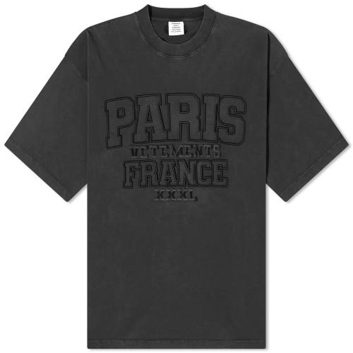 ヴェトモン ロゴ Tシャツ 黒色 ブラック メンズ 【 VETEMENTS PARIS LOGO T-SHIRT / WASHED BLACK 】 メンズファッション トップス カットソー