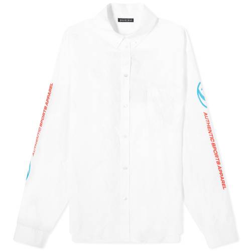 oVAK S _E F zCg Y y BALENCIAGA LOGO BUTTON DOWN SHIRT / WHITE z Yt@bV gbvX