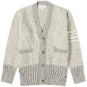 トム ブラウン Vネック カーディガン 灰色 グレー メンズ 【 THOM BROWNE THOM BROWNE 4-BAR DONEGAL V-NECK CARDIGAN / LIGHT GREY 】 メンズファッション トップス