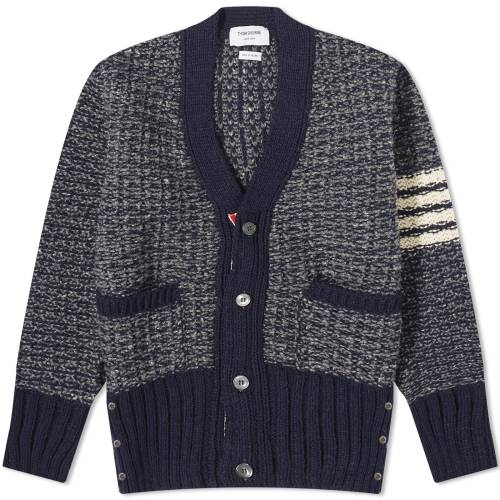 トム ブラウン Vネック カーディガン 紺色 ネイビー メンズ 【 THOM BROWNE THOM BROWNE 4-BAR DONEGAL V-NECK CARDIGAN / NAVY 】 メンズファッション トップス