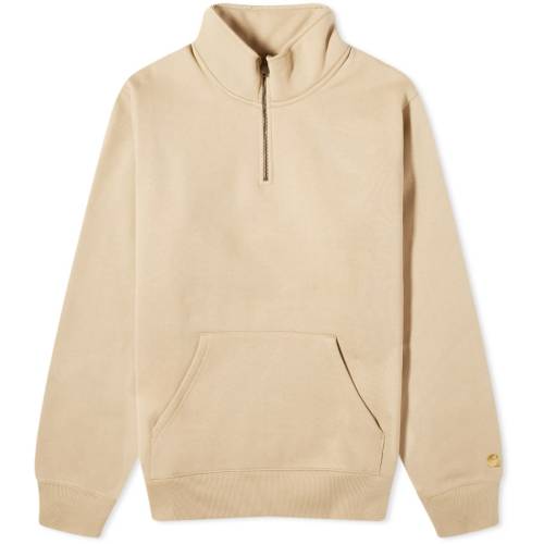 カーハート ダブリューアイピー チェイス クルー スウェット ゴールド スウェットトレーナー & メンズ 【 CARHARTT WIP CARHARTT WIP CHASE NECK ZIP CREW SWEAT / SABLE & GOLD 】 メンズファッション トップス