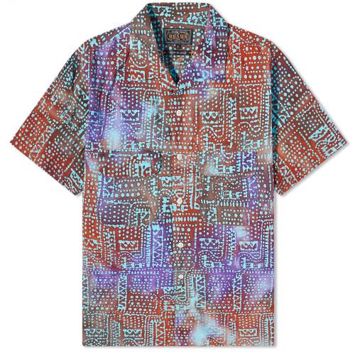 r[X  p[v Y y BEAMS PLUS BEAMS PLUS BATIK PRINT VACATION SHIRT / PURPLE z Yt@bV gbvX