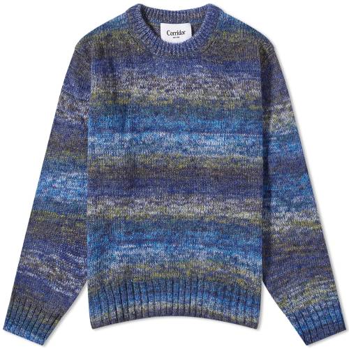 クルー ニット 青色 ブルー ストライプ メンズ 【 CORRIDOR MOHAIR CREW KNIT / BLUE STRIPE 】 メンズファッション トップス セーター