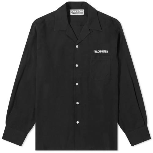 R}A S F ubN 50'S Y y WACKO MARIA WACKO MARIA EMBROIDERED LOGO SHIRT / BLACK z Yt@bV gbvX