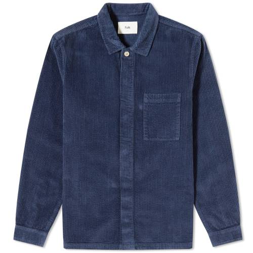 tH[N F lCr[ Y y FOLK CORD PATCH SHIRT / NAVY CORD z Yt@bV gbvX