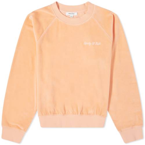 ロゴ ラグラン クルー スウェット 白色 ホワイト & スウェットトレーナー メンズ 【 SPORTY & RICH SPORTY RICH ITALIC LOGO RAGLAN CREW SWEAT / PEACH & WHITE 】 メンズファッション トップス