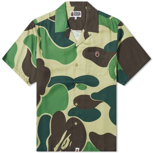 AxCVOGCv J  O[ Y y A BATHING APE A BATHING APE ABC CAMO OPEN COLLAR SHIRT / GREEN z Yt@bV gbvX