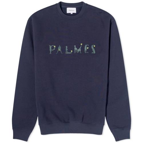 【★スーパーSALE★6/11深夜2時迄】クルー スウェット 紺色 ネイビー スウェットトレーナー メンズ 【 PALMES LETTERS CREW SWEAT / NAVY 】 メンズファッション トップス