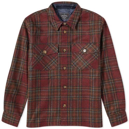 |`M[Xtl CF o[KfB[ Y y PORTUGUESE FLANNEL PORTUGUESE FLANNEL BURGUNDI CHECK OVERSHIRT / BURGUNDY z Yt@bV gbvX