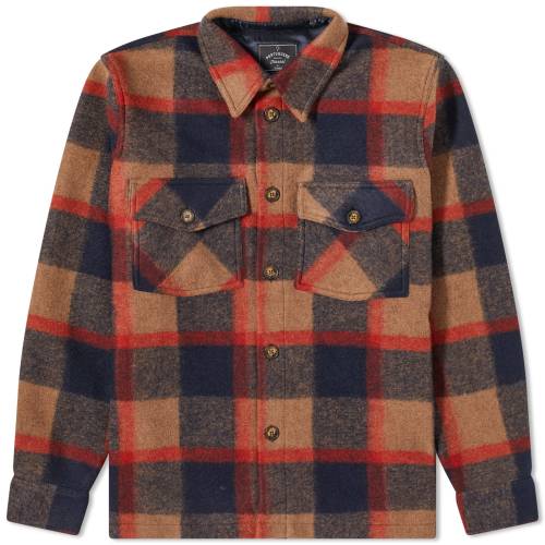 |`M[Xtl F lCr[  bh & Y y PORTUGUESE FLANNEL PORTUGUESE FLANNEL CATCH OVERSHIRT / NAVY & RED z Yt@bV gbvX