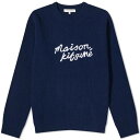 ]Lcl N[ jbg F u[ Y y MAISON KITSUNE MAISON KITSUNE HANDWRITING CREW KNIT / INK BLUE z Yt@bV gbvX Z[^[