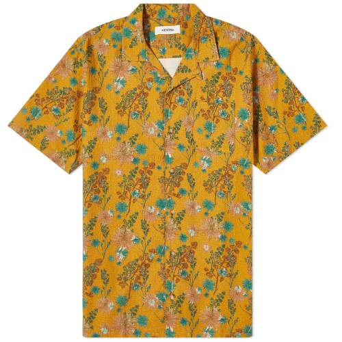 X[u  Y y KESTIN CRAMMOND SHORT SLEEVE SHIRT / OCHRE THISTLE PRINT z Yt@bV gbvX