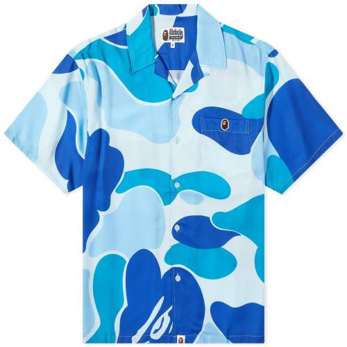 アベイシングエイプ カモ柄 青色 ブルー メンズ 【 A BATHING APE A BATHING APE ABC CAMO OPEN COLLAR SHIRT / BLUE 】 メンズファッション トップス