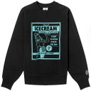 クルー スウェット 黒色 ブラック スウェットトレーナー メンズ 【 ICECREAM MAGAZINE AD CREW SWEAT / BLACK 】 メンズファッション トップス