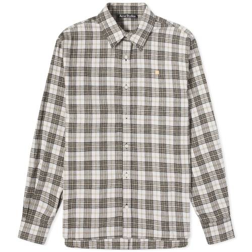 アクネストゥディオズ 白色 ホワイト 黒色 ブラック & メンズ 【 ACNE STUDIOS ACNE STUDIOS SARLIE DRY FLANNEL CHECK SHIRT / WHITE & BLACK 】 メンズファッション トップス