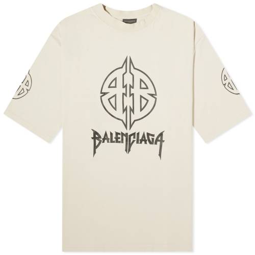 バレンシアガ Tシャツ ベージュ 黒色 ブラック & メンズ 【 BALENCIAGA PARIS T-SHIRT / LIGHT BEIGE & BLACK 】 メンズファッション トップス カットソー