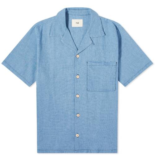 tH[N X[u F CfBS  Y y FOLK SHORT SLEEVE SOFT COLLAR SHIRT / LIGHT INDIGO z Yt@bV gbvX