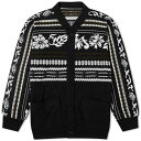 サカイ サカイ カーディガン 黒色 ブラック 白色 ホワイト & メンズ 【 SACAI FLORAL JACQUARD CARDIGAN / BLACK & OFF WHITE 】 メンズファッション トップス