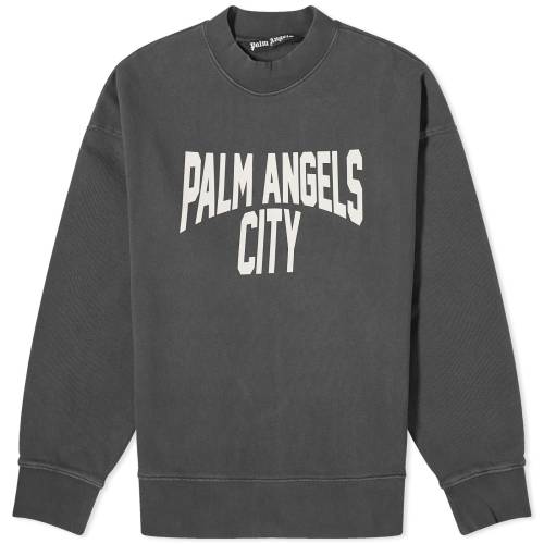 パームエンジェルス エンゼルス シティ クルー スウェット 黒色 ブラック スウェットトレーナー メンズ 【 PALM ANGELS PALM ANGELS PA CITY CREW SWEAT / WASHED BLACK 】 メンズファッション トップス