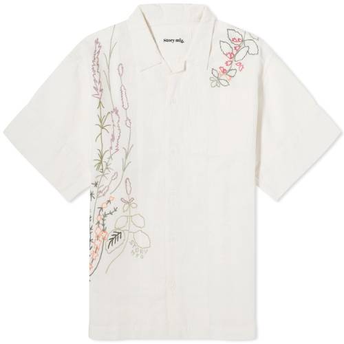 MFG. Y y STORY MFG. STORY GREETING VACATION SHIRT / ECRU HERB z Yt@bV gbvX