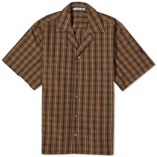 アクネストゥディオズ スリーブ ミクロ 茶色 ブラウン 緑 グリーン 半袖 & メンズ 【 ACNE STUDIOS ACNE STUDIOS SAMIR SHORT SLEEVE MICRO CHECK SHIRT / BROWN & GREEN 】 メンズファッション トップス