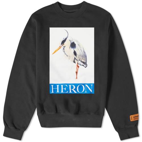 ヘロンプレストン 黒色 ブラック 白色 ホワイト クルー スウェット スウェットトレーナー メンズ 【 HERON PRESTON HERON PRESTON BLACK AND WHITE CREW SWEAT / 】 メンズファッション トップス