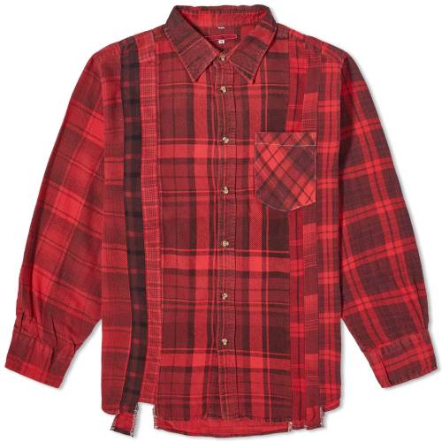 j[hY  bh Y y NEEDLES REBUILD 7 CUTS OVER DYED FLANNEL SHIRT / RED z Yt@bV gbvX