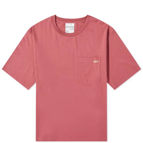 アクネストゥディオズ ピンク Tシャツ 赤 レッド メンズ 【 ACNE STUDIOS ACNE STUDIOS EDIE POCKET PINK LABEL T-SHIRT / ROSEWOOD RED 】 メンズファッション トップス カットソー