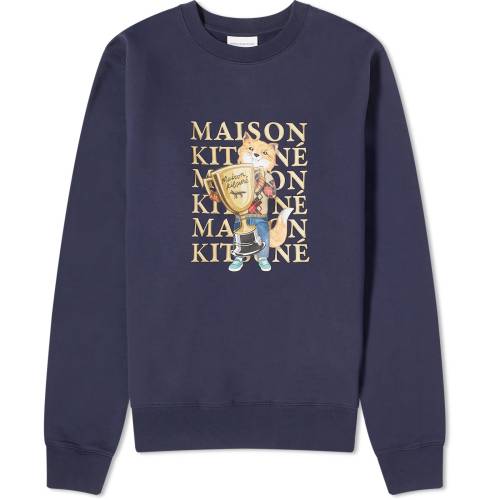 メゾンキツネ フォックス チャンピオン クルー スウェット 紺色 ネイビー スウェットトレーナー メンズ 【 MAISON KITSUNE MAISON KITSUNE FOX CHAMPION REGULAR CREW SWEAT / NAVY 】 メンズファッション トップ