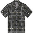 A~ F ubN Y y AMIRI CHARM CHECK SILK VACATION SHIRT / BLACK z Yt@bV gbvX