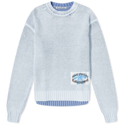 アクネストゥディオズ 青色 ブルー 白色 ホワイト & メンズ 【 ACNE STUDIOS ACNE STUDIOS KNITTED JUMPER / OLD BLUE & WHITE 】 メンズファッション トップス ニット セーター