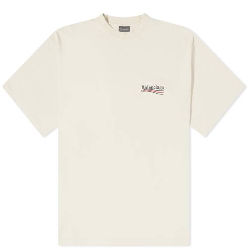 バレンシアガ Tシャツ ベージュ 白色 ホワイト & メンズ 【 BALENCIAGA POLITICAL CAMPAIGN T-SHIRT / LIGHT BEIGE & WHITE 】 メンズファッション トップス カットソー