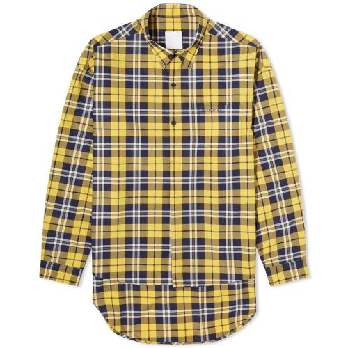 WoVB F CG[ Y y GIVENCHY POPOVER CHECK SHIRT / DARK YELLOW z Yt@bV gbvX