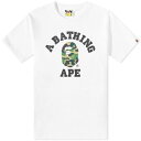 アベイシングエイプ カモ柄 カレッジ Tシャツ 白色 ホワイト 緑 グリーン & メンズ 【 A BATHING APE A BATHING APE ABC CAMO COLLEGE T-SHIRT / WHITE & GREEN 】 メンズファッション トップス カットソー