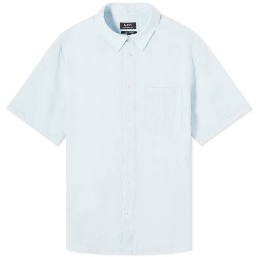 A[Ey[EZ[ X[u F u[ A.P.C.  Y y BELLINI SHORT SLEEVE LINEN SHIRT / LIGHT BLUE z Yt@bV gbvX