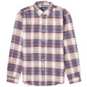 ポルチュギースフランネル ダウン 白色 ホワイト 赤 レッド & メンズ 【 PORTUGUESE FLANNEL PORTUGUESE FLANNEL LIBER BUTTON DOWN CHECK SHIRT / WHITE & RED 】 メンズファッション トップス