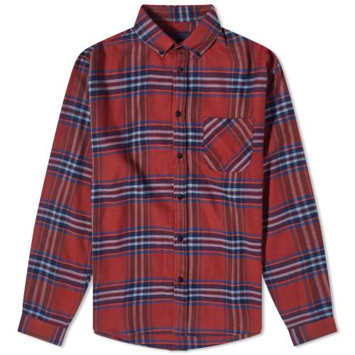 ポルチュギースフランネル ダウン 赤 レッド メンズ 【 PORTUGUESE FLANNEL PORTUGUESE FLANNEL PAU BUTTON DOWN CHECK SHIRT / RED 】 メンズファッション トップス