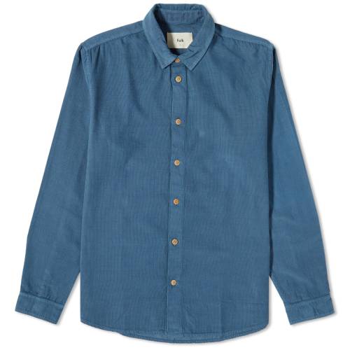 フォーク 青色 ブルー メンズ 【 FOLK BABYCORD SHIRT / SOFT BLUE 】 メンズファッション トップス