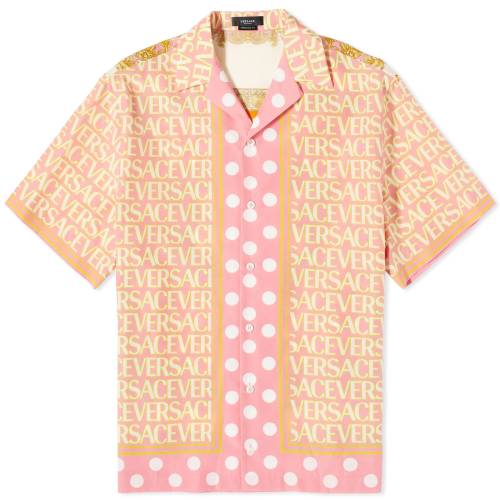 FT[`F sN AC{[ & Y y VERSACE ALL OVER PRINT VACATION SHIRT / PINK & IVORY z Yt@bV gbvX