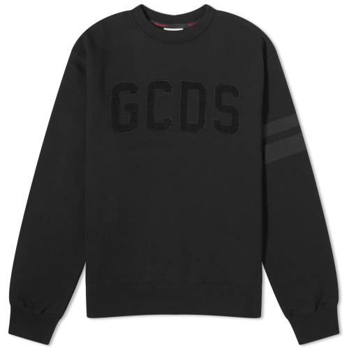 ロゴ クルー スウェット スウェットトレーナー メンズ 【 GCDS VELVET LOGO CREW SWEAT / NERO 】 メンズファッション トップス