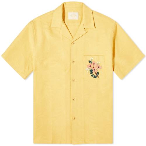 |`M[Xtl F CG[ Y y PORTUGUESE FLANNEL PORTUGUESE FLANNEL BEACH RESORT EMBROIDERED FLOWERS VACATION / YELLOW z Yt@bV gbvX