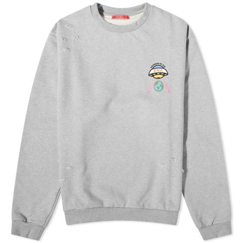 クルー スウェット ヘザー 灰色 グレー メンズ 【 MEMBERS OF THE RAGE MEMBERS OF THE RAGE UFO DISTRESSED CREW NECK SWEAT / HEATHER GREY 】 メンズファッション トップス トレーナー