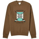 メゾンキツネ カレッジ フォックス クルー スウェット カーキ スウェットトレーナー メンズ 【 MAISON KITSUNE MAISON KITSUNE COLLEGE FOX PRINTED COMFORT CREW SWEAT / KHAKI 】 メンズファッション トップス