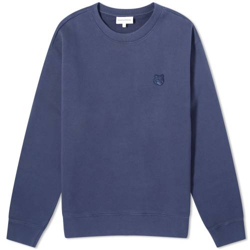 メゾンキツネ フォックス クルー スウェット 青色 ブルー スウェットトレーナー メンズ 【 MAISON KITSUNE MAISON KITSUNE BOLD FOX HEAD PATCH COMFORT CREW SWEAT / INK BLUE 】 メンズファッション トップス