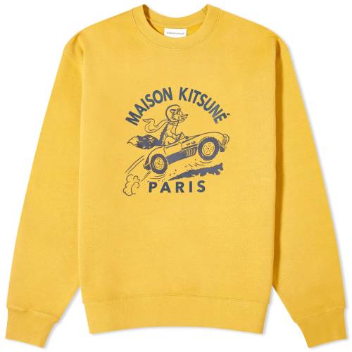 メゾンキツネ フォックス クルー スウェット KITSUNé スウェットトレーナー メンズ 【 MAISON KITSUNE MAISON RACING FOX COMFORT CREW SWEAT / FRENCH MUSTARD 】 メンズファッション トップス