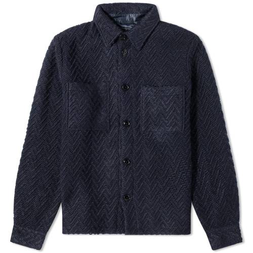 ポルチュギースフランネル 紺色 ネイビー メンズ 【 PORTUGUESE FLANNEL PORTUGUESE FLANNEL KNITTED HERRINGBONE OVERSHIRT / NAVY 】 メンズファッション トップス