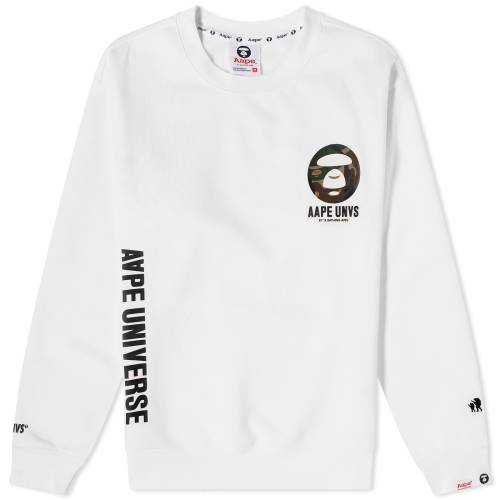 エイプバイベイシングエイプ クルー スウェット アイボリー スウェットトレーナー メンズ 【 AAPE BY A BATHING APE AAPE BACK X-BONE CREW SWEAT / IVORY 】 メンズファッション トップス