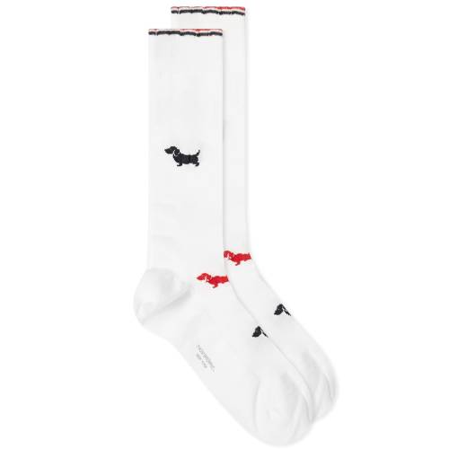 トム ブラウン ミッド 靴下 白色 ホワイト レディース 【 THOM BROWNE THOM BROWNE MID CALF HECTOR SOCKS / WHITE 】 インナー 下着 ナイトウエア レッグ