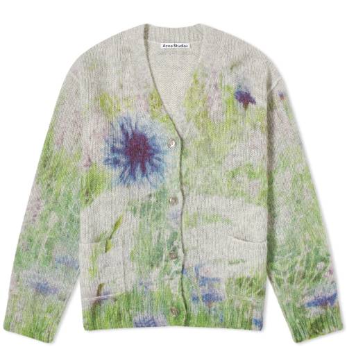 アクネストゥディオズ カーディガン 灰色 グレー レディース 【 ACNE STUDIOS ACNE STUDIOS FLOWER PRINT CARDIGAN / LIGHT GREY 】 レディースファッション トップス ボレロ